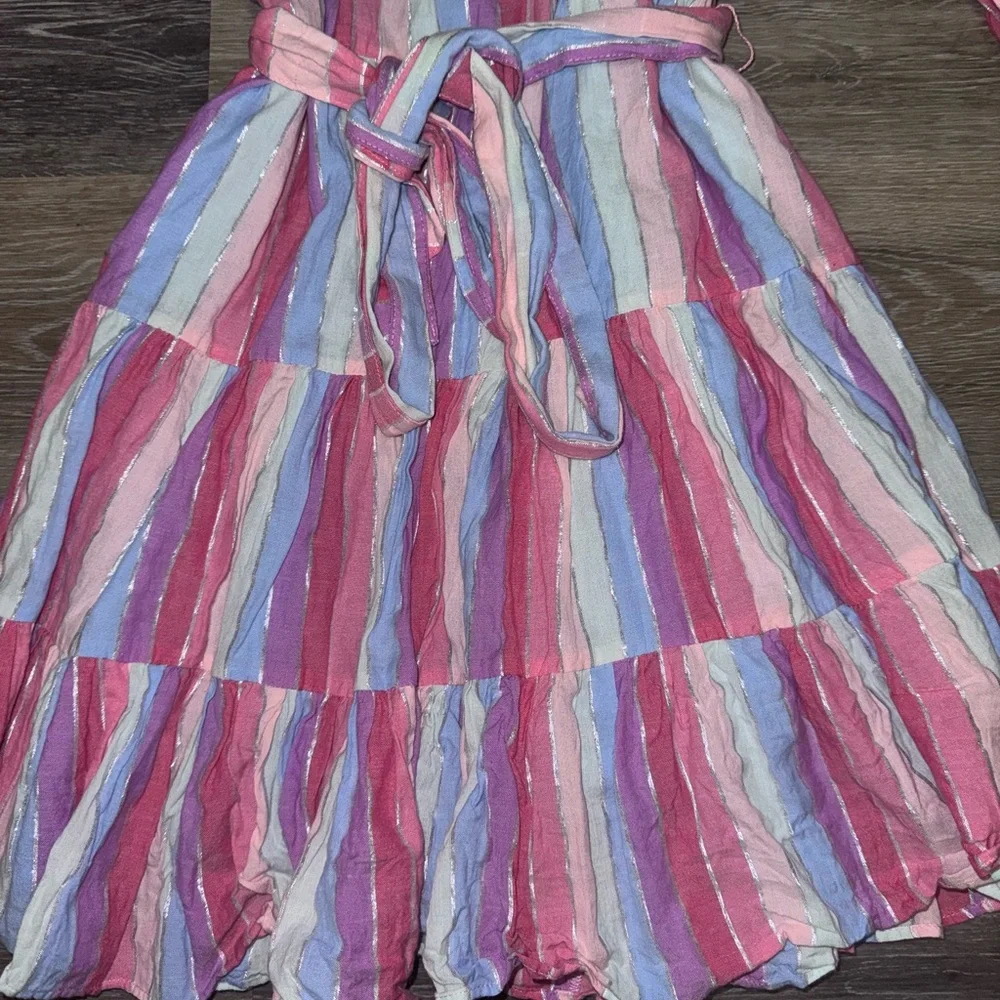 J. Crew Pastel Striped Veda Belted Long Sleeve Dress - Size Medium Petite
